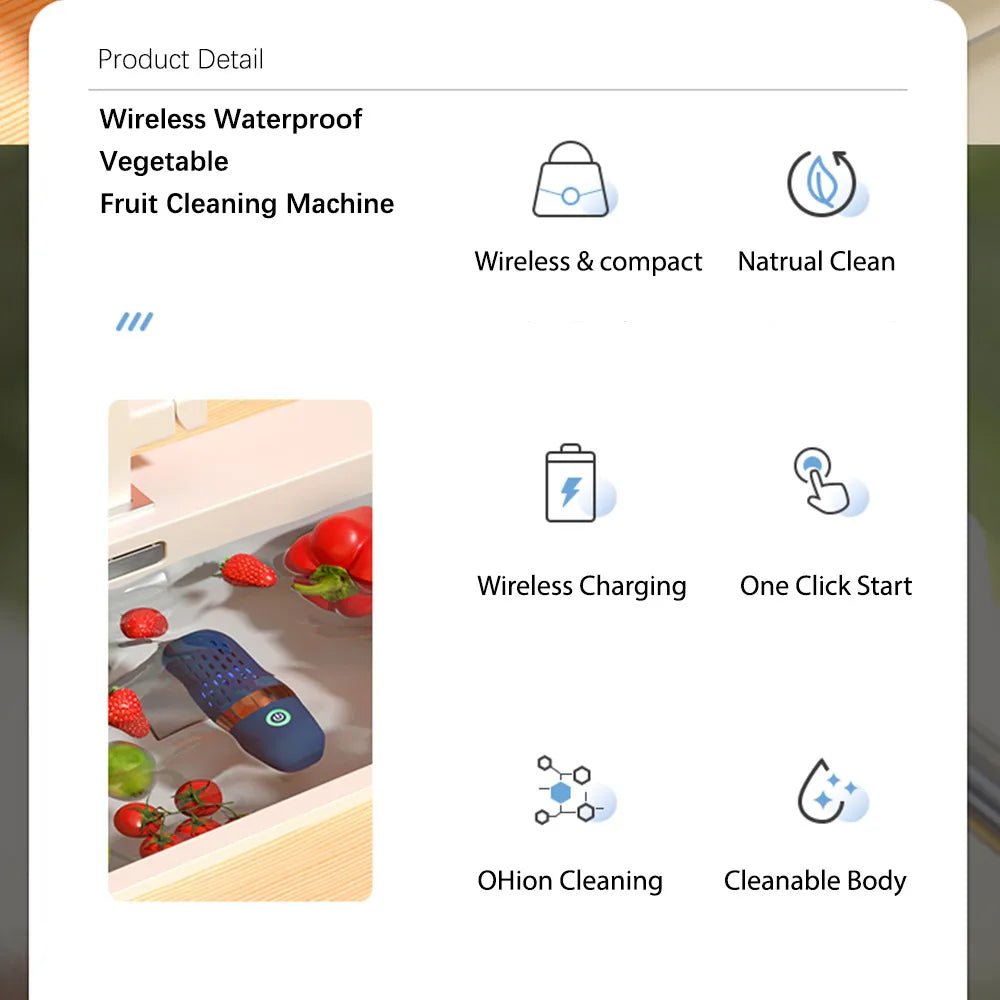 Wireless Fruit & Vegetable Purifier with OH - Ion Cleaning Technology – Rechargeable Food Cleaning Machine - InspiredGrabs.com