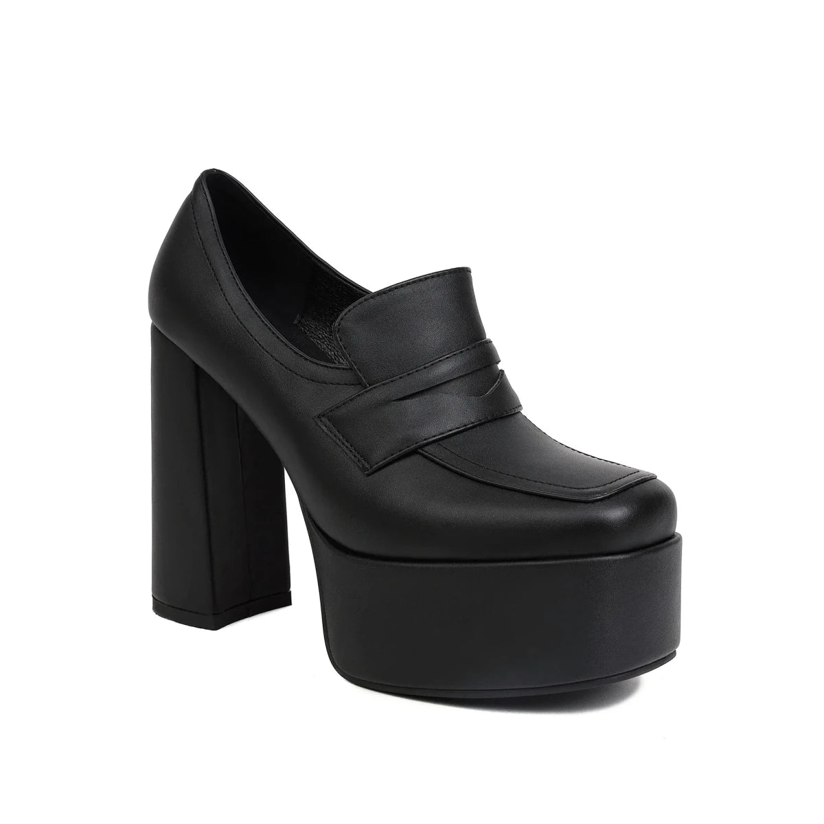 Women Platform Square Toe Thick Heel Pumps - InspiredGrabs.com