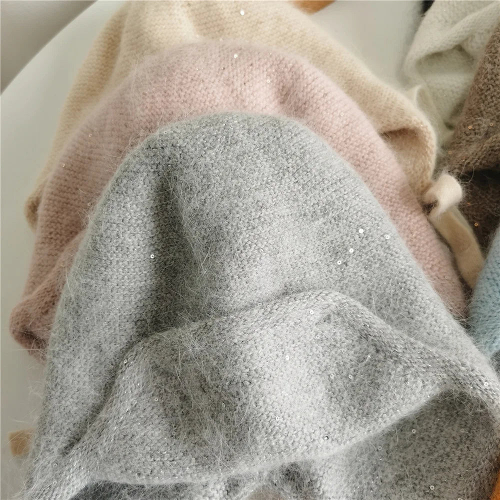 Women’s Angora Knit Winter Hat with Earflaps – Warm Ski Beanie - InspiredGrabs.com