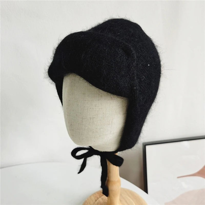 Women’s Angora Knit Winter Hat with Earflaps – Warm Ski Beanie - InspiredGrabs.com