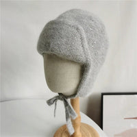 Thumbnail for Women’s Angora Knit Winter Hat with Earflaps – Warm Ski Beanie - InspiredGrabs.com