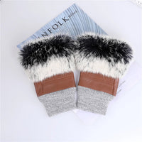 Thumbnail for Women’s Genuine Sheepskin Fingerless Winter Gloves – Rabbit Fur Cuffs - InspiredGrabs.com