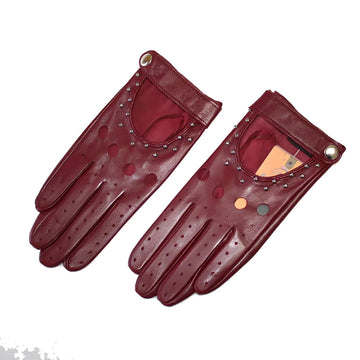 Women’s Goatskin Driving Gloves – Thin Hollow Rivet Motorcycle Fashion Gloves - InspiredGrabs.com