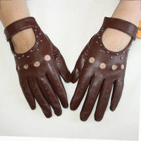 Thumbnail for Women’s Goatskin Driving Gloves – Thin Hollow Rivet Motorcycle Fashion Gloves - InspiredGrabs.com