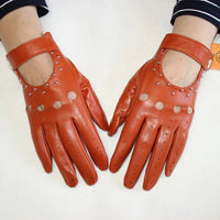 Thumbnail for Women’s Goatskin Driving Gloves – Thin Hollow Rivet Motorcycle Fashion Gloves - InspiredGrabs.com