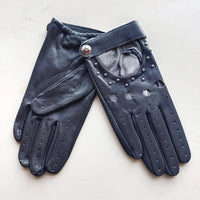 Thumbnail for Women’s Goatskin Driving Gloves – Thin Hollow Rivet Motorcycle Fashion Gloves - InspiredGrabs.com