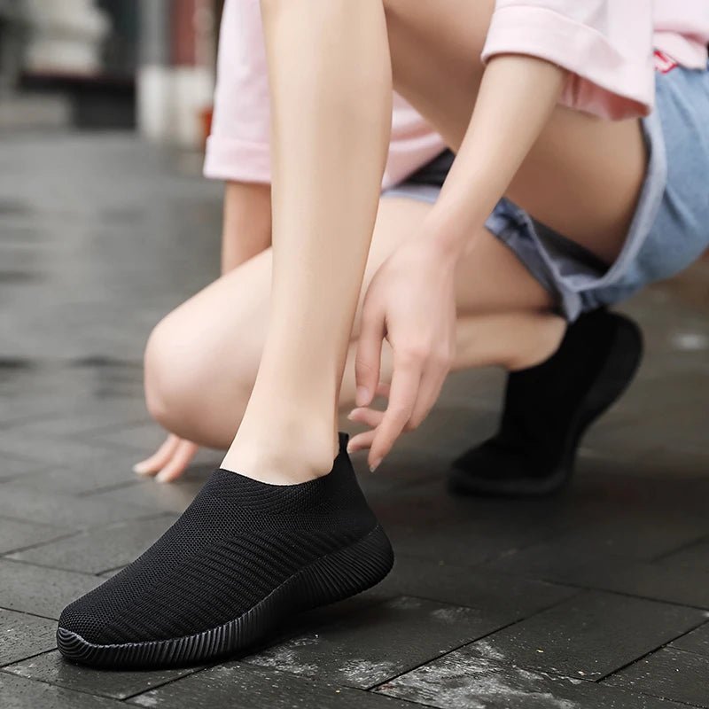 Women’s Knitted Sock Sneakers – Casual Breathable Flats - InspiredGrabs.com