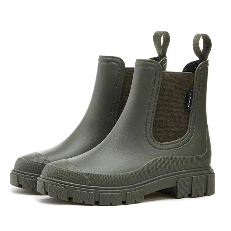Women's Non - Slip Waterproof Ankle Rain Boots - InspiredGrabs.com