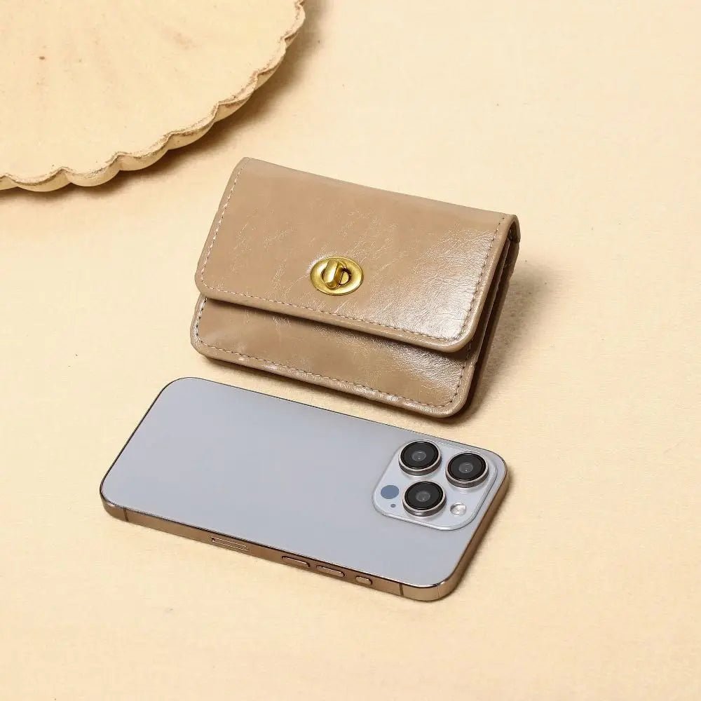 Women's PU Leather Short Wallets Ultra - thin Card Holder Coin Bag Lock Coin Purse Card Holder - InspiredGrabs.com