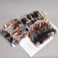 Thumbnail for Women’s Real Rex Rabbit Fur Winter Set – Hat, Scarf & Mittens (3 - Piece) - InspiredGrabs.com
