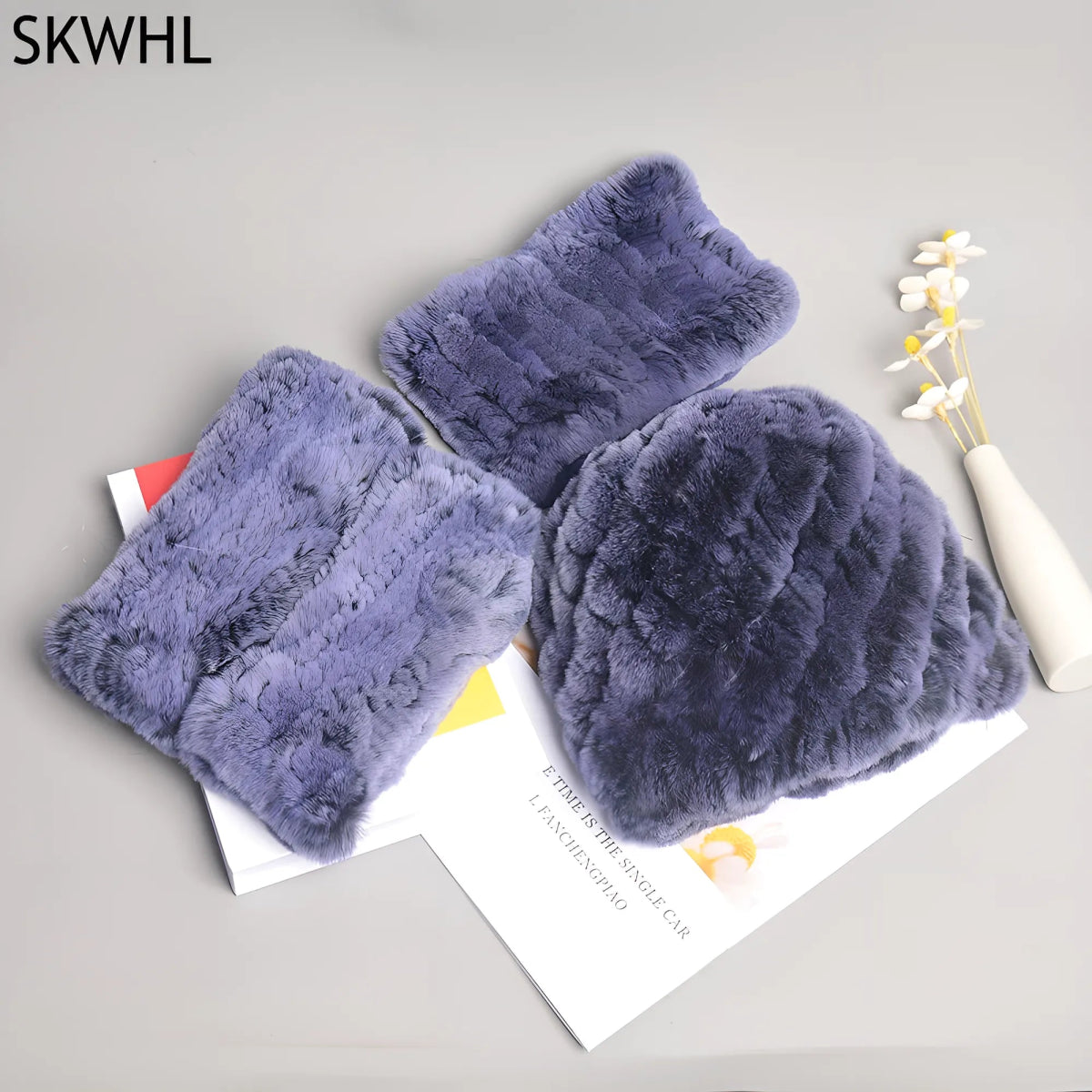Women’s Real Rex Rabbit Fur Winter Set – Hat, Scarf & Mittens (3 - Piece) - InspiredGrabs.com