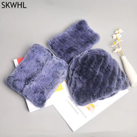 Thumbnail for Women’s Real Rex Rabbit Fur Winter Set – Hat, Scarf & Mittens (3 - Piece) - InspiredGrabs.com