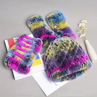 Thumbnail for Women’s Real Rex Rabbit Fur Winter Set – Hat, Scarf & Mittens (3 - Piece) - InspiredGrabs.com