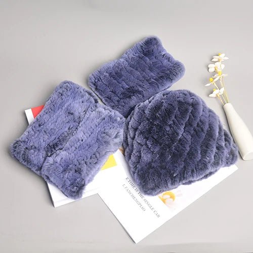 Women’s Real Rex Rabbit Fur Winter Set – Hat, Scarf & Mittens (3 - Piece) - InspiredGrabs.com