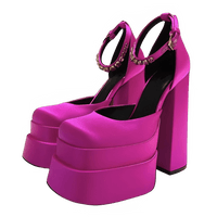 Thumbnail for Women's Rhinestone Platform Sandals Square Toe Thick Heel Pumps - InspiredGrabs.com