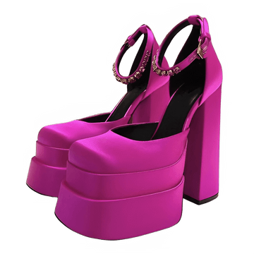 Women's Rhinestone Platform Sandals Square Toe Thick Heel Pumps - InspiredGrabs.com