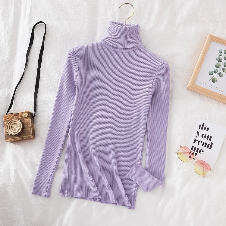 Women’s Turtleneck Knit Sweater – Soft Cashmere - Feel Pullover for Autumn & Winter - InspiredGrabs.com