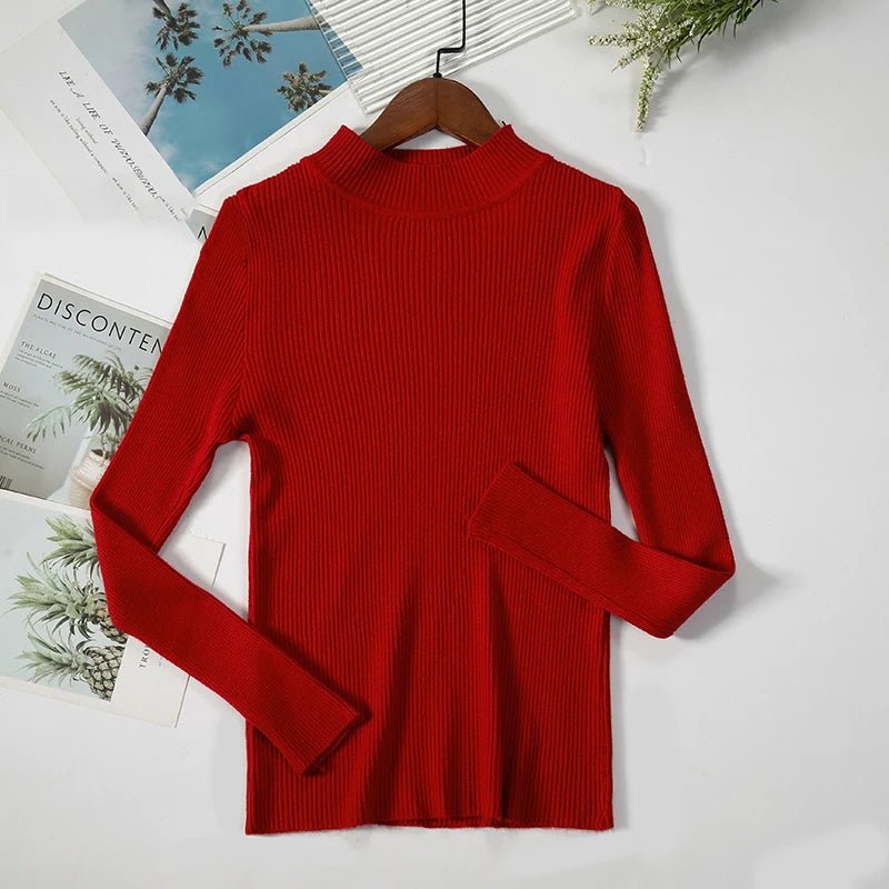 Women’s Turtleneck Knit Sweater – Soft Cashmere - Feel Pullover for Autumn & Winter - InspiredGrabs.com