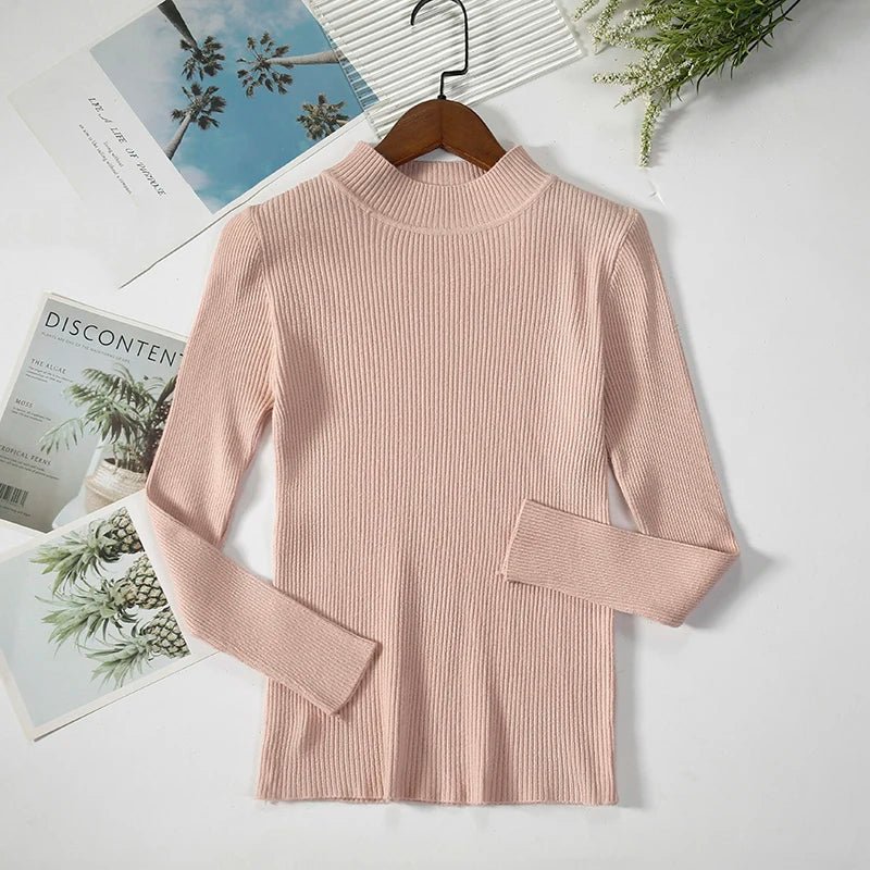 Women’s Turtleneck Knit Sweater – Soft Cashmere - Feel Pullover for Autumn & Winter - InspiredGrabs.com