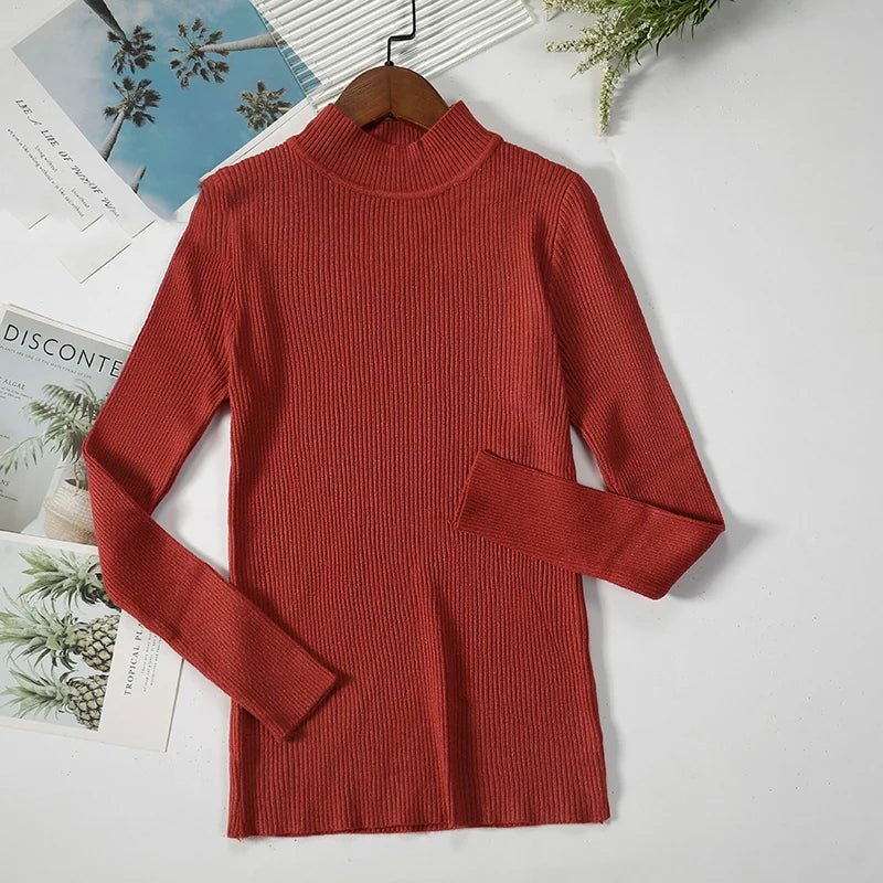 Women’s Turtleneck Knit Sweater – Soft Cashmere - Feel Pullover for Autumn & Winter - InspiredGrabs.com