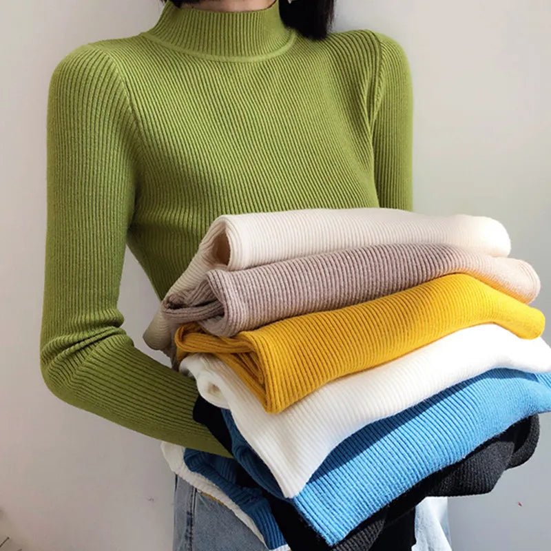 Women’s Turtleneck Knit Sweater – Soft Cashmere - Feel Pullover for Autumn & Winter - InspiredGrabs.com