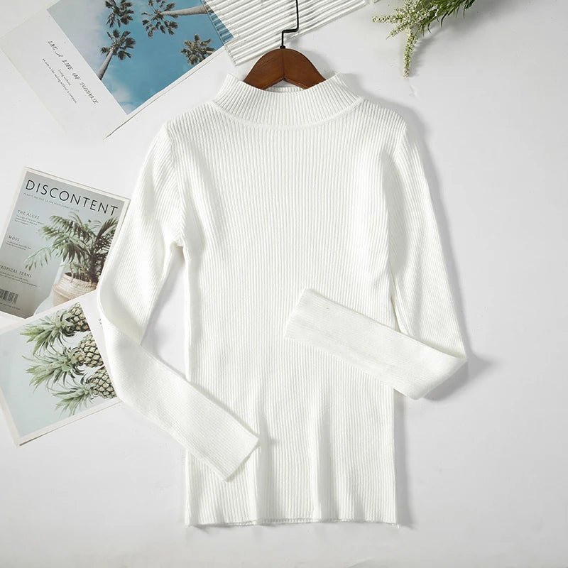 Women’s Turtleneck Knit Sweater – Soft Cashmere - Feel Pullover for Autumn & Winter - InspiredGrabs.com