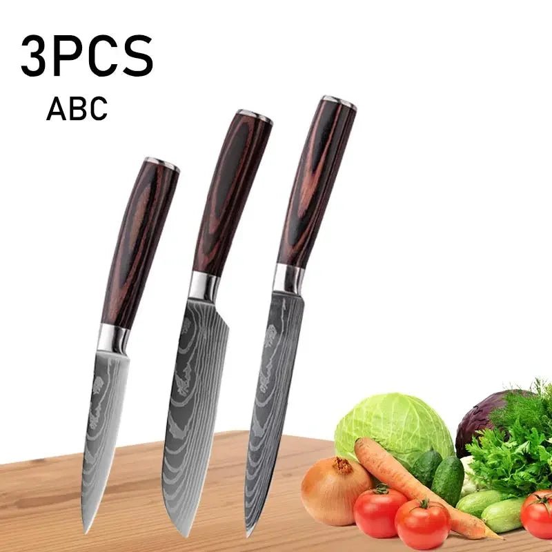 WXCOO Japanese Kitchen Knife Set – High Carbon Steel Knives with Sheath - InspiredGrabs.com