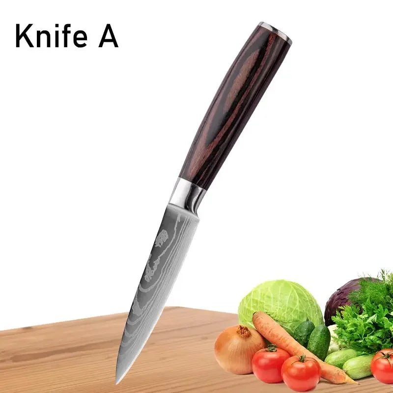 WXCOO Japanese Kitchen Knife Set – High Carbon Steel Knives with Sheath - InspiredGrabs.com