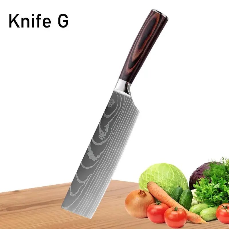 WXCOO Japanese Kitchen Knife Set – High Carbon Steel Knives with Sheath - InspiredGrabs.com