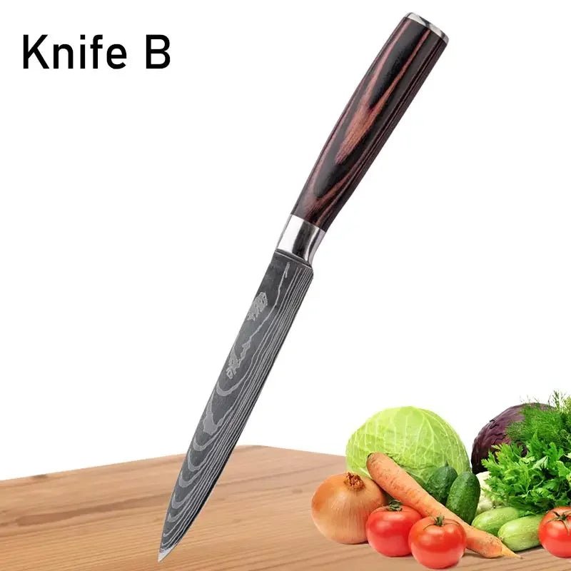 WXCOO Japanese Kitchen Knife Set – High Carbon Steel Knives with Sheath - InspiredGrabs.com