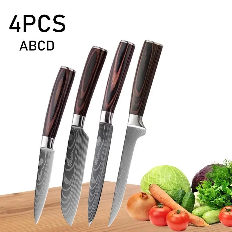 WXCOO Japanese Kitchen Knife Set – High Carbon Steel Knives with Sheath - InspiredGrabs.com