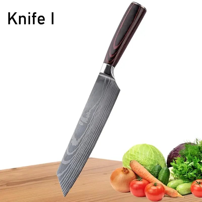 WXCOO Japanese Kitchen Knife Set – High Carbon Steel Knives with Sheath - InspiredGrabs.com