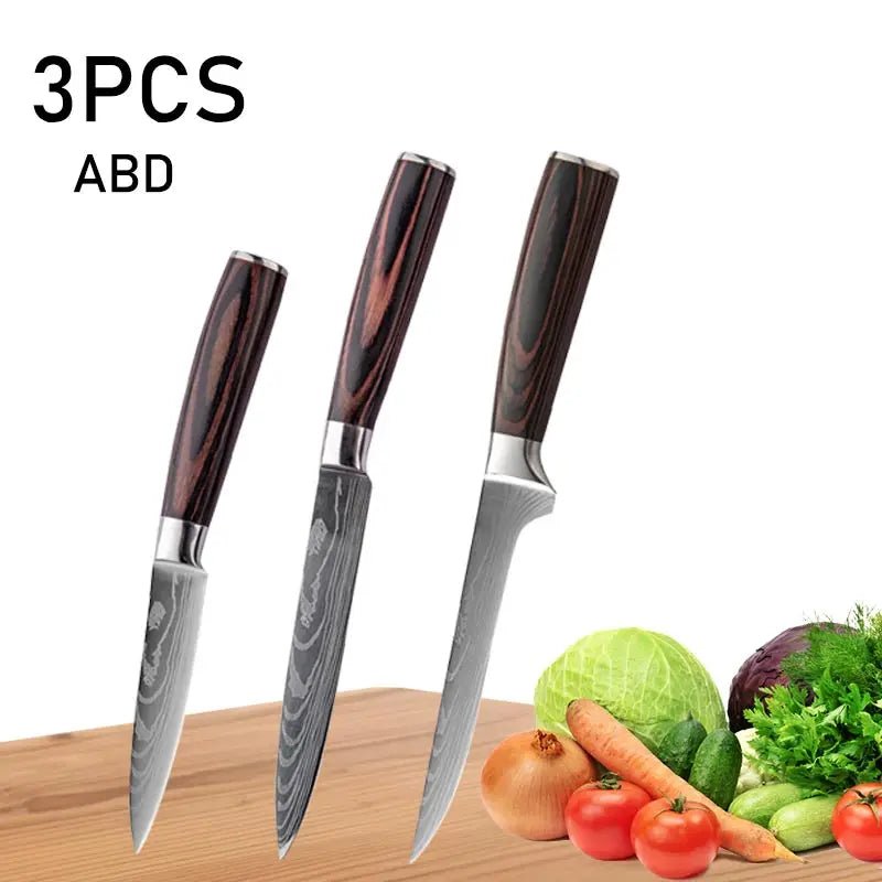 WXCOO Japanese Kitchen Knife Set – High Carbon Steel Knives with Sheath - InspiredGrabs.com