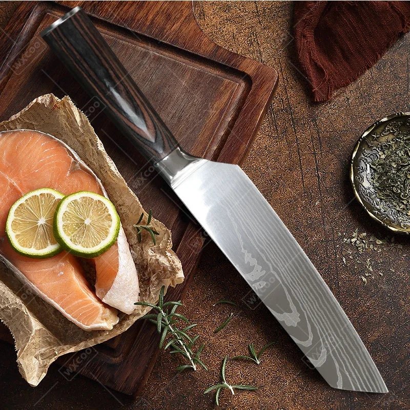 WXCOO Japanese Kitchen Knife Set – High Carbon Steel Knives with Sheath - InspiredGrabs.com