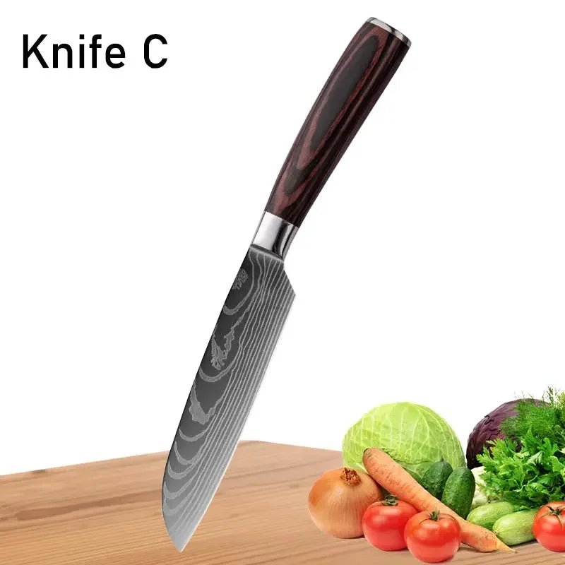 WXCOO Japanese Kitchen Knife Set – High Carbon Steel Knives with Sheath - InspiredGrabs.com