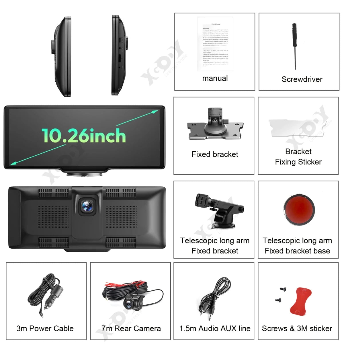 XGODY 10.26 inch 4K Wireless CarPlay Android Auto Dash Cam - InspiredGrabs.com