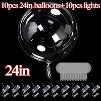 Thumbnail for 10-PCS 24-inch LED Balloons Light Up Bobo Clear Helium Balloons Glow Bubble with String Lights for Valentines Day Wedding Birthday Party Decoration - InspiredGrabs.com