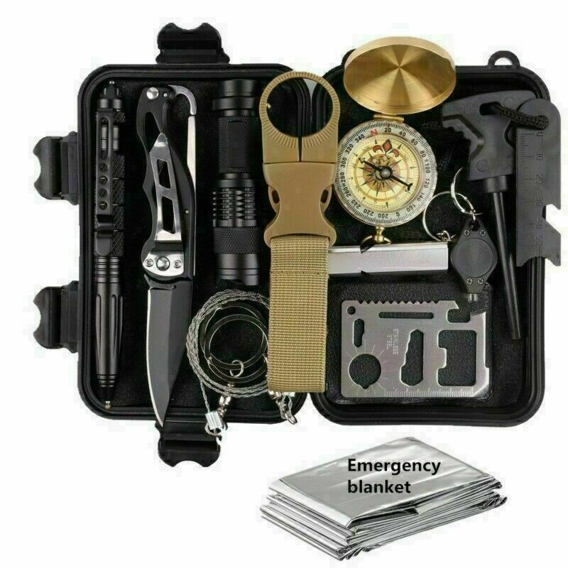 14-In-1 Outdoor Emergency Survival Kit Camping Hiking Tactical Gear Case Set Box - InspiredGrabs.com