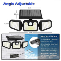 Thumbnail for 2-Pack 210 LED Solar Outdoor Lights 3-Head Solar Lights IP65 Waterproof Solar Motion Sensor Lights with Remote Control for Patio, Yard, Garden - InspiredGrabs.com