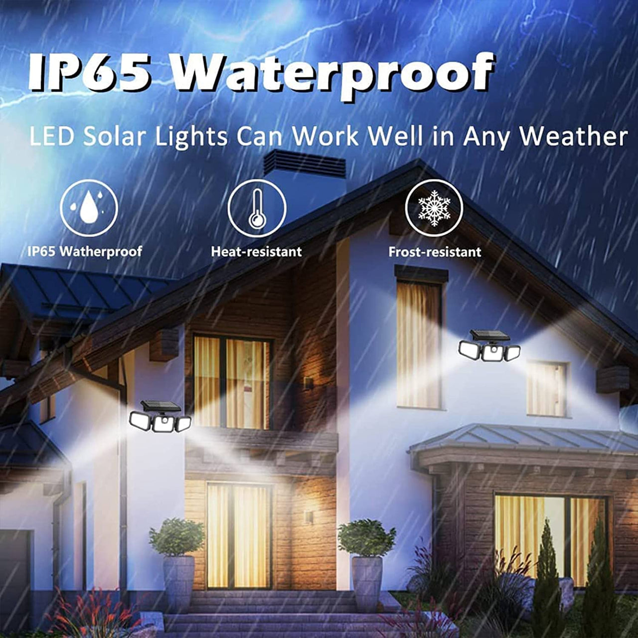 2-Pack 210 LED Solar Outdoor Lights 3-Head Solar Lights IP65 Waterproof Solar Motion Sensor Lights with Remote Control for Patio, Yard, Garden - InspiredGrabs.com