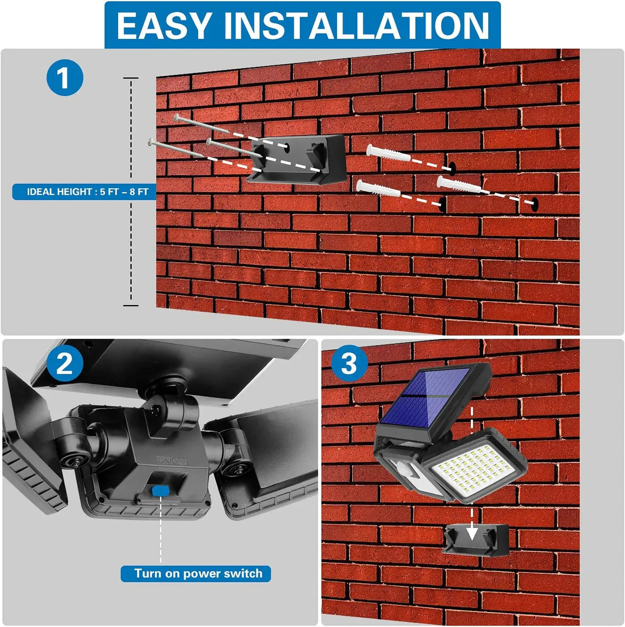 2-Pack Solar Lights Outdoor 128 LED 800LM Cordless LED Solar Motion Sensor Lights IP65 Waterproof Security LED Flood Light - InspiredGrabs.com