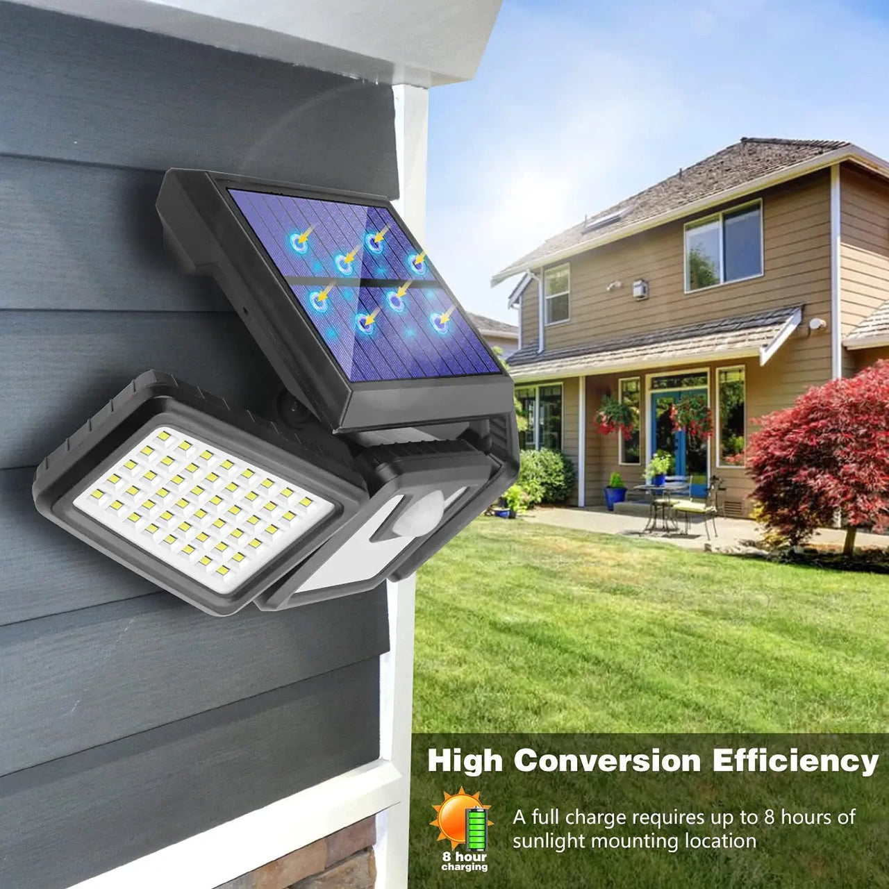 2-Pack Solar Lights Outdoor 128 LED 800LM Cordless LED Solar Motion Sensor Lights IP65 Waterproof Security LED Flood Light - InspiredGrabs.com