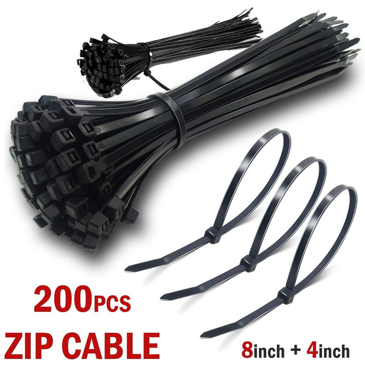 200PCS Cable Ties Zip Nylon Black Nylon Wire Wrap Tie UV Weather Resistant - InspiredGrabs.com