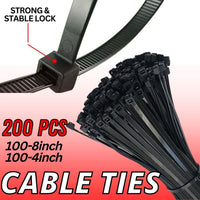 Thumbnail for 200PCS Cable Ties Zip Nylon Black Nylon Wire Wrap Tie UV Weather Resistant - InspiredGrabs.com