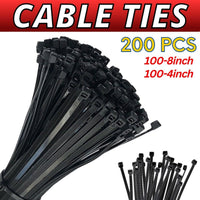 Thumbnail for 200PCS Cable Ties Zip Nylon Black Nylon Wire Wrap Tie UV Weather Resistant - InspiredGrabs.com