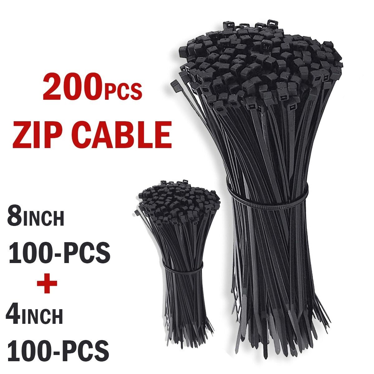 200PCS Cable Ties Zip Nylon Black Nylon Wire Wrap Tie UV Weather Resistant - InspiredGrabs.com