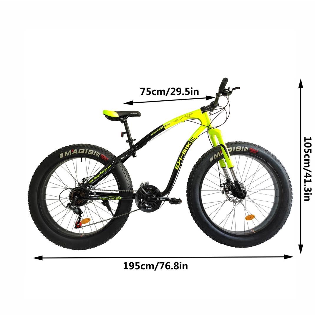 26-inch Fat Tire Off-Road Vehicle, 21-Speed Mountain Snow Bike - InspiredGrabs.com