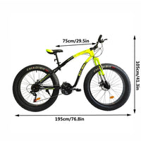 Thumbnail for 26-inch Fat Tire Off-Road Vehicle, 21-Speed Mountain Snow Bike - InspiredGrabs.com