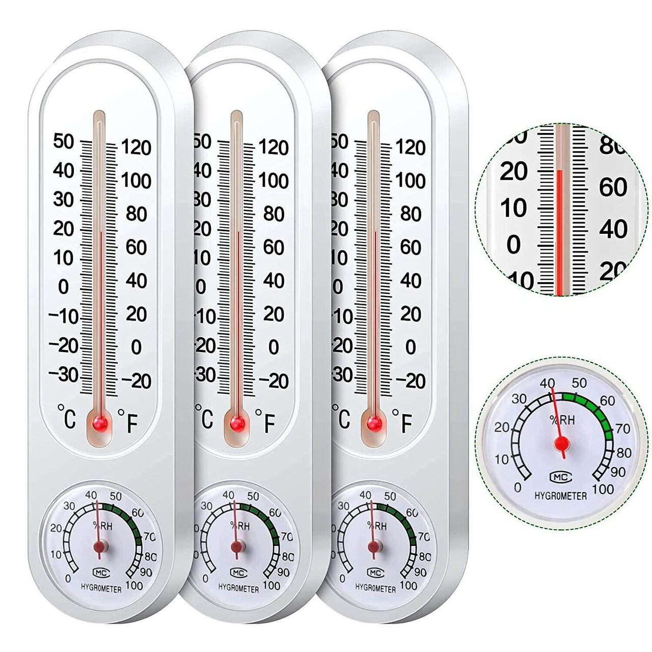 3PCS Wall Mount Thermometer Indoor Outdoor Garden Greenhouse Home Humidity Meter - InspiredGrabs.com