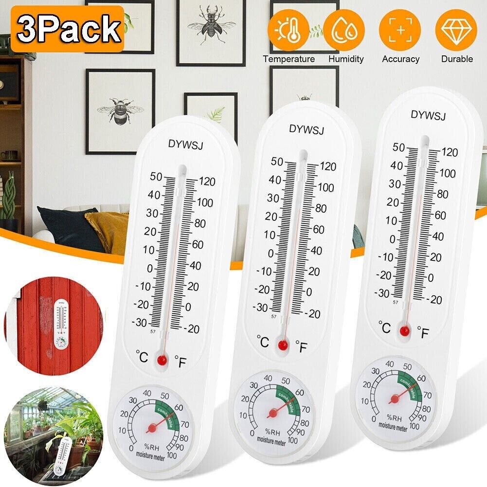 3PCS Wall Mount Thermometer Indoor Outdoor Garden Greenhouse Home Humidity Meter - InspiredGrabs.com